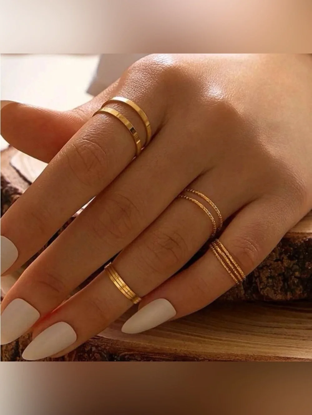 Gold 10pc Minimalist Ring Set